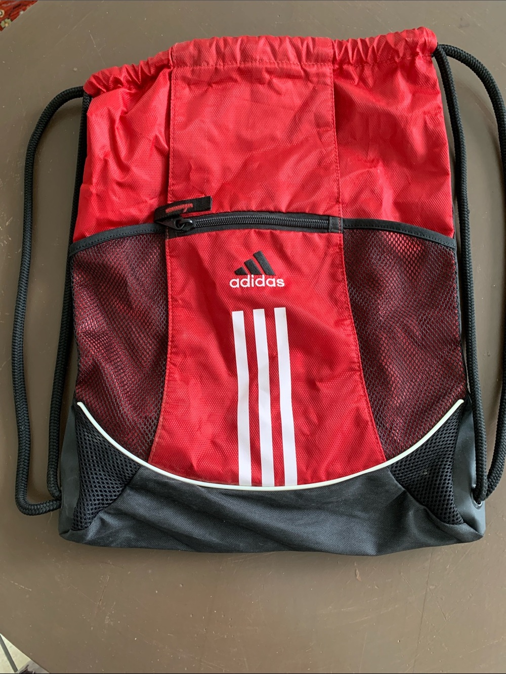 Adidas Red and Black Drawstring Gym Backpack